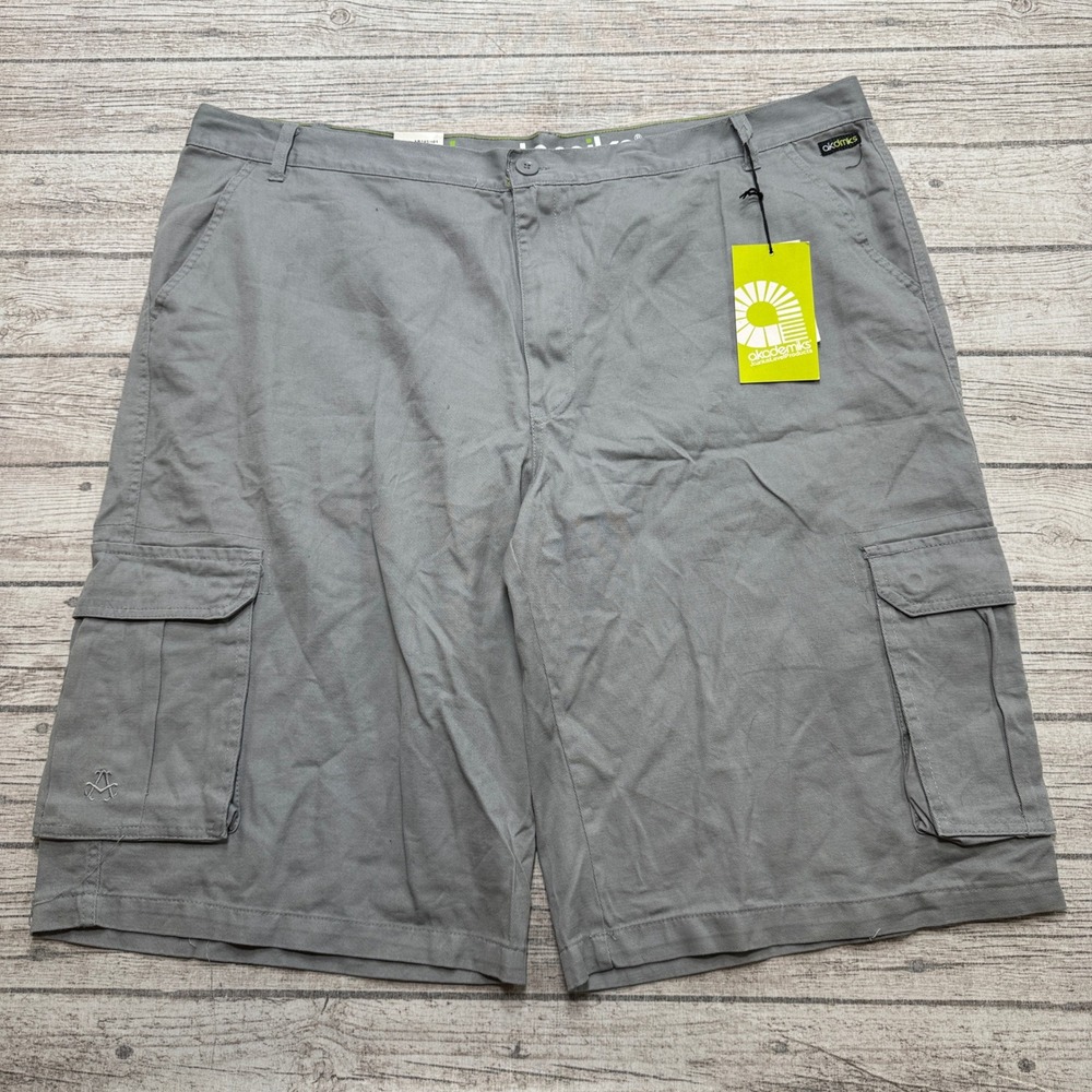 NEW Akademiks Cargo Shorts Men's 46 Gray Cotton Twill Relaxed Fit Utility Hiking